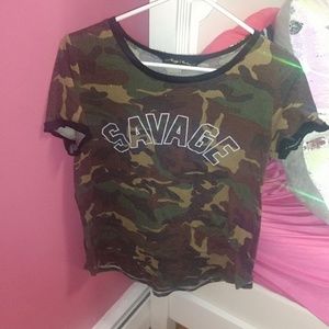 Navy shirt that says savage